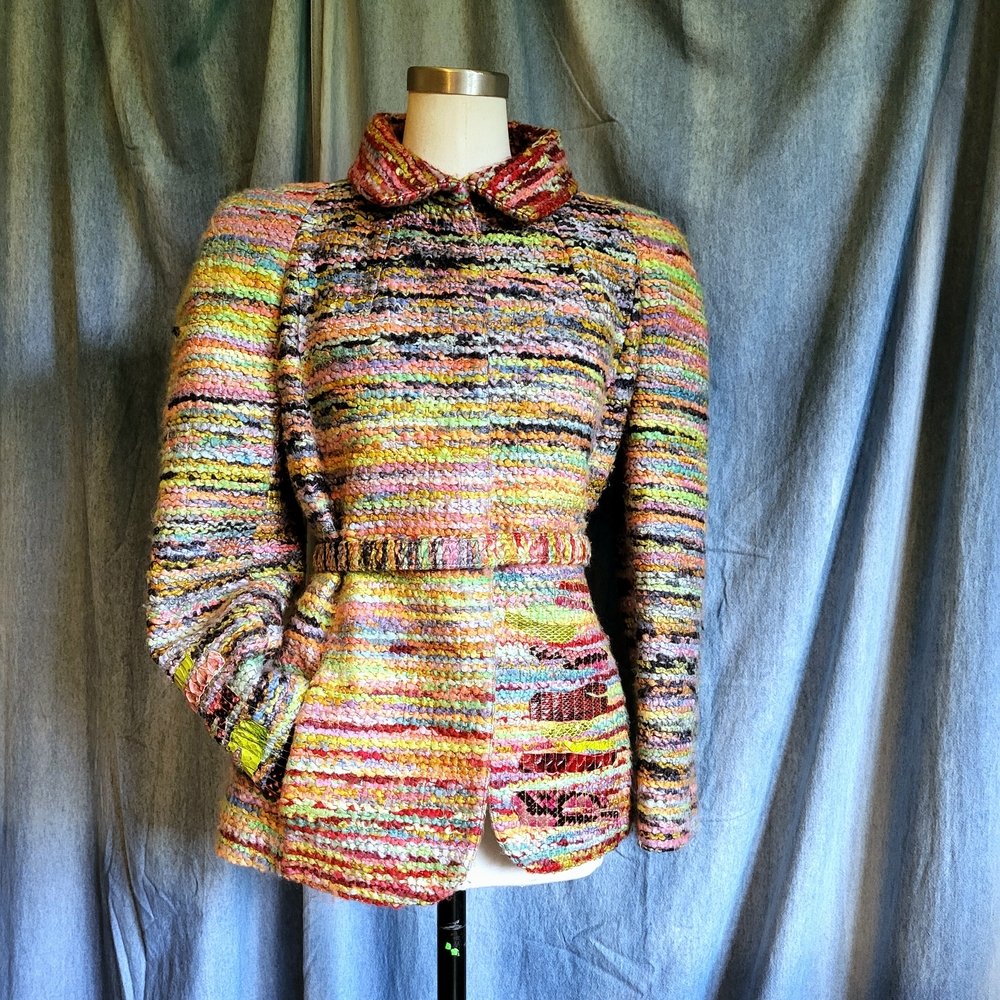 Christian Lacroix Pink And Green Boucle' Jacket